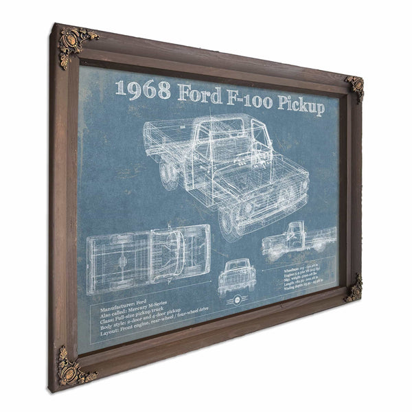 1968 Ford F-100 Pickup Vintage Blueprint Auto Print