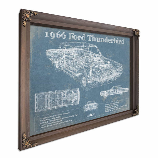 1966 Ford Thunderbird Blueprint Vintage Auto Print