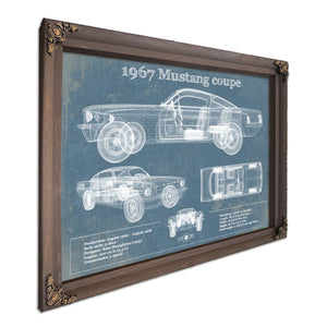 1967 Mustang coupe Blueprint Vintage Auto Print