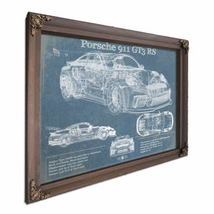 Porsche 911 GT3 RS Vintage Blueprint Auto Print
