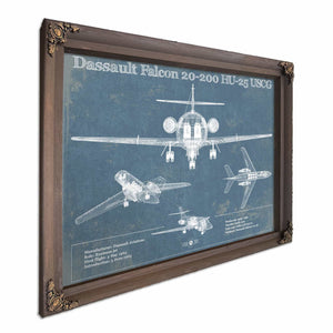 Dassault Falcon 20-200 HU-25 USCG Vintage Aviation Blueprint Print - Custom Pilot Name can be Added