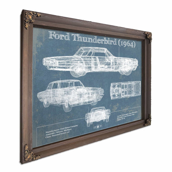 Ford Thunderbird (1964) Vintage Blueprint Auto Print
