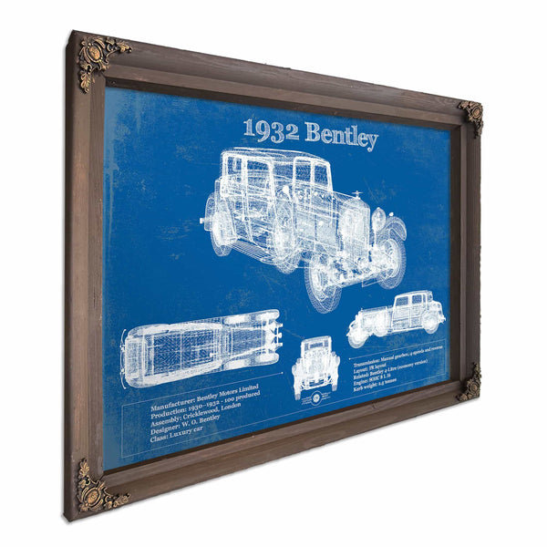 1932 Bentley Vintage Blueprint Auto Print