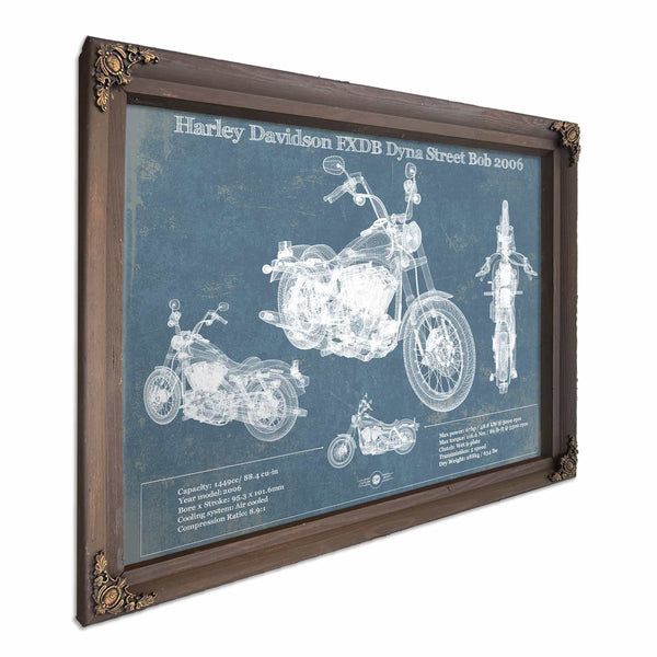 Harley Davidson FXDB Dyna Street Bob 2006 Blueprint Motorcycle Patent Print