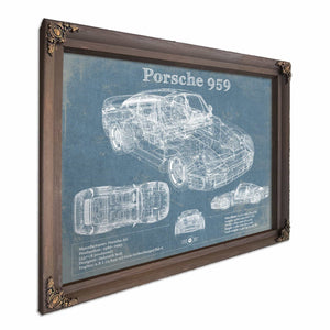 Porsche 959 Vintage Blueprint Auto Print