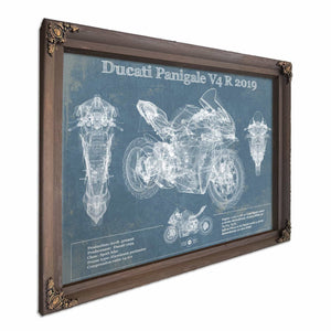 Ducati Panigale V4 R 2019 Vintage Blueprint Motorcycle Patent Print
