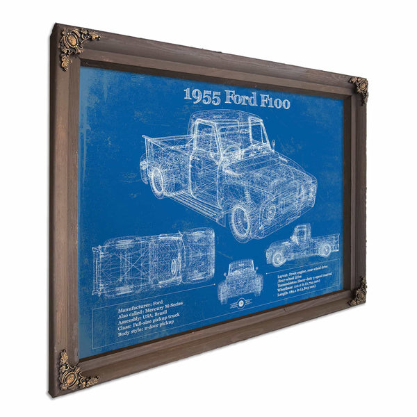 1955 Ford F100 Vintage Blueprint Auto Print