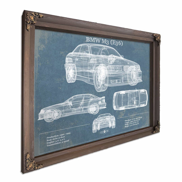 BMW M3 (E36) Vintage Blueprint Auto Print