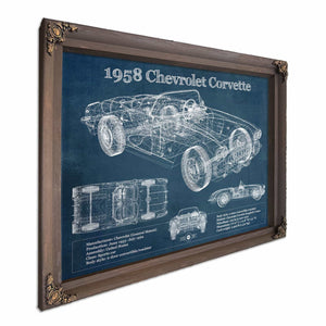 1958 Chevrolet Corvette C1 Blueprint Vintage Auto Print