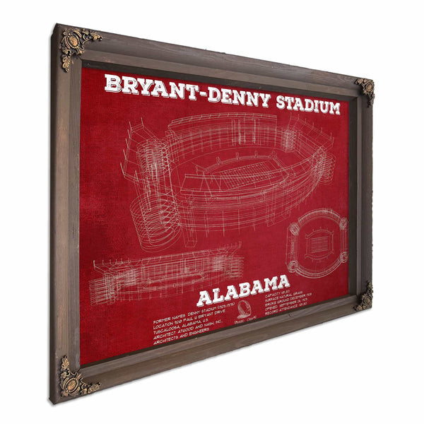 Alabama Crimson Tide Stadium Art - Bryant-Denny Stadium Vintage Seating Chart