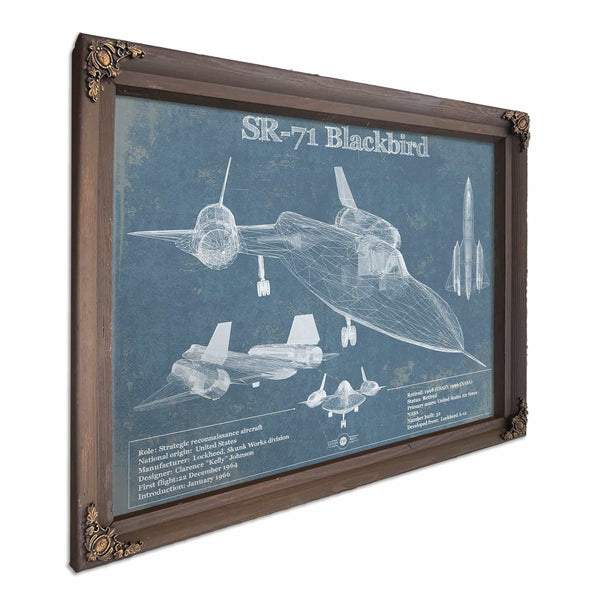 SR-71 Blackbird Blue Version - Aircraft Original Military Wall Art