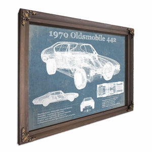 1970 Oldsmobile 442 Vintage Blueprint Auto Print