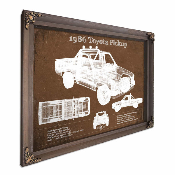 1986 Toyota Hilux Pickup Vintage Blueprint Auto Print