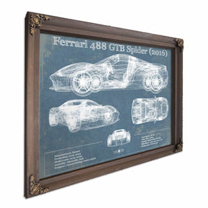 Ferrari 488 GTB Spider (2016) Blueprint Vintage Auto Print