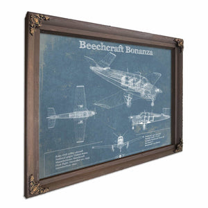Beechcraft Bonanza Vintage Blueprint Airplane Print