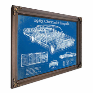 1963 Chevrolet Impala Blueprint Vintage Auto Print