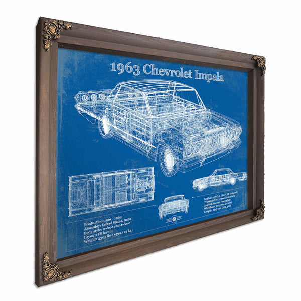 1963 Chevrolet Impala Blueprint Vintage Auto Print
