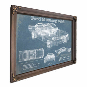 Ford Mustang 1966 Convertible Original Blueprint Art