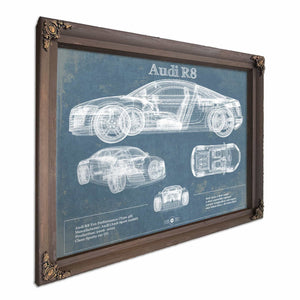 Audi R8 Vintage Blueprint Auto Print