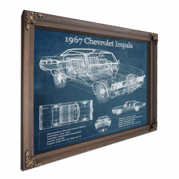 1967 Chevrolet Impala Blueprint Vintage Auto Print