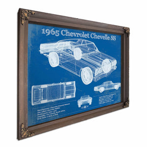 1965 Chevrolet Chevelle Malibu SS Vintage Blueprint Auto Print