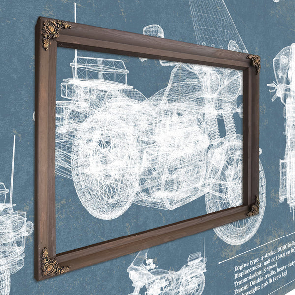 Kawasaki Police 1000 Vintage Blueprint Motorcycle Patent Print