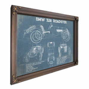 BMW 328 Roadster Blueprint Vintage Auto Print