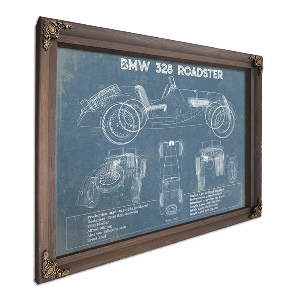 BMW 328 Roadster Blueprint Vintage Auto Print