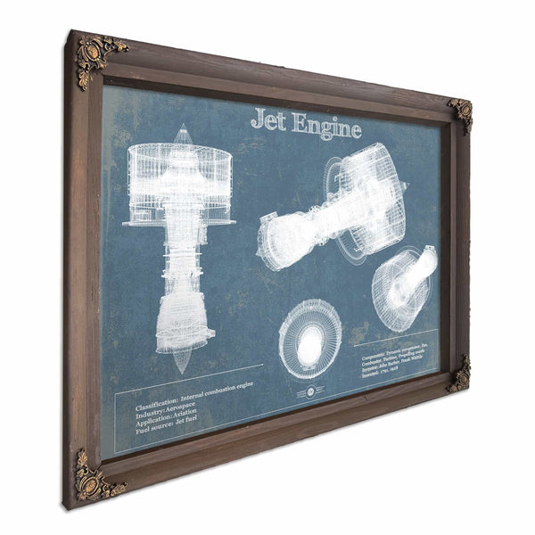 Jet Engine Vintage Original Blueprint Print