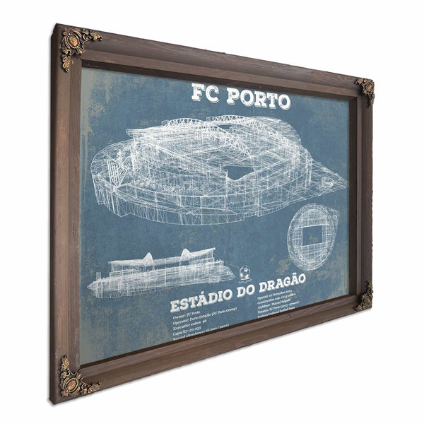 F.C. Porto Estadio Do Dragao Stadium Blueprint Vintage Soccer Print