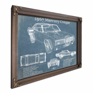1967 Mercury Cougar Vintage Blueprint Auto Print