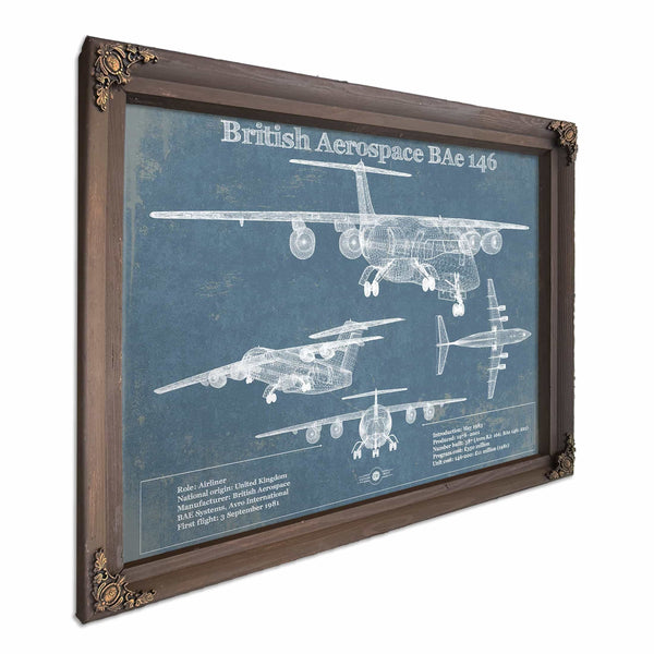 British Aerospace BAe 146 / Avro RJ Vintage Aviation Blueprint Print