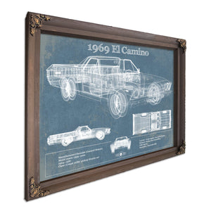 1969 El Camino Vintage Blueprint Auto Print