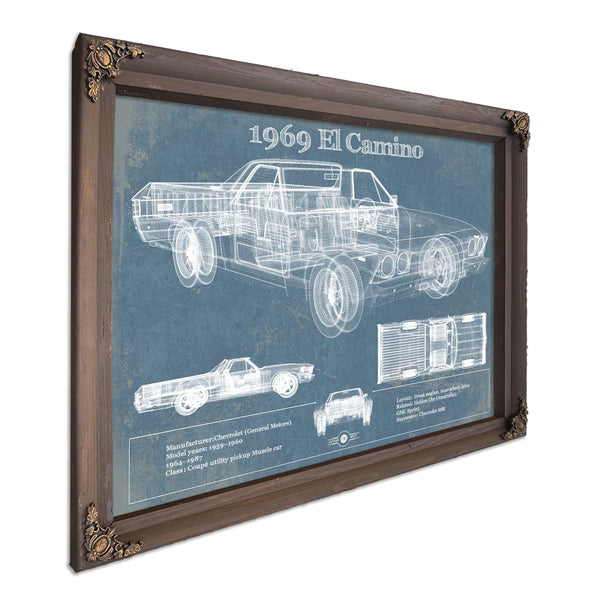 1969 El Camino Vintage Blueprint Auto Print