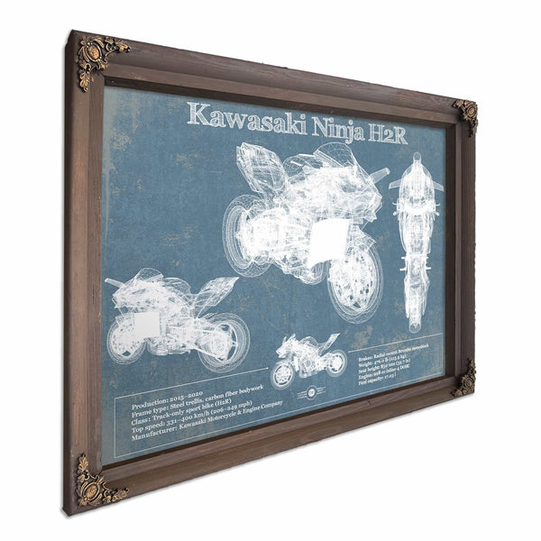 Kawasaki H2R Ninja Blueprint Motorcycle Patent Print