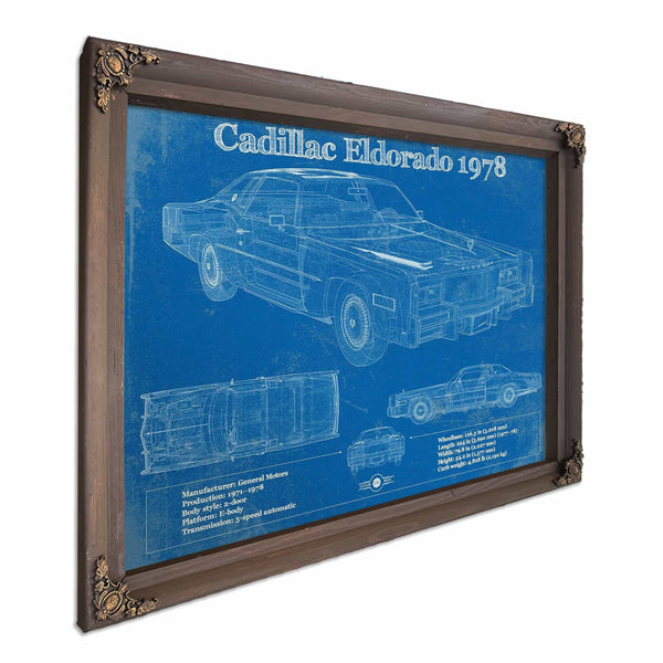 Cadillac Eldorado 1978 Vintage Blueprint Auto Print
