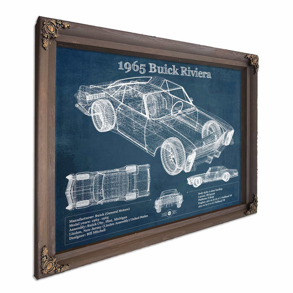 1965 Buick Riviera Vintage Blueprint Auto Print
