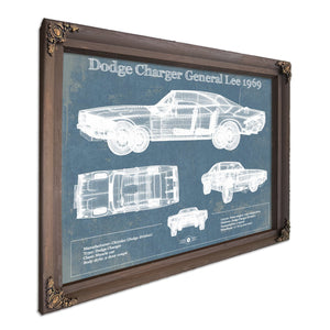 Dodge Charger (Mk2) (B Body) General Lee 1969 Vintage Blueprint Auto Print