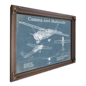 Cessna 206 Stationair Vintage Blueprint Airplane Print