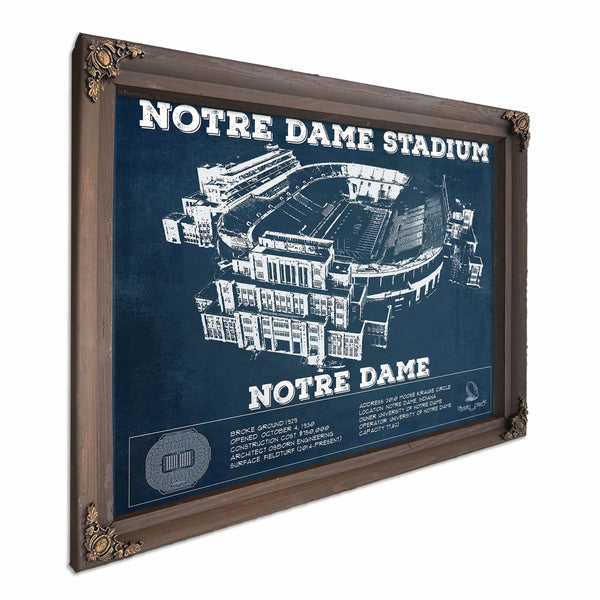 Notre Dame Stadium Vintage Art Blueprint