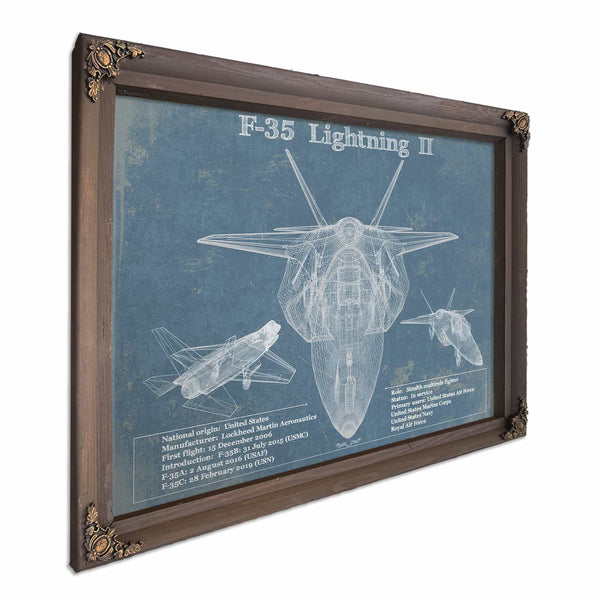 F-35 Aircraft Patent Blueprint Original Design Wall Art