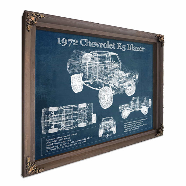 1972 Chevrolet K5 Blazer Blueprint Vintage Auto Patent Print