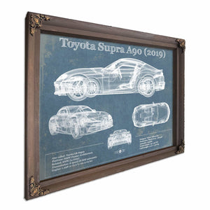 Toyota Supra A90 2019 Blueprint Vintage Auto Print