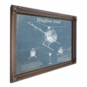 Hughes 269C Helicopter Vintage Aviation Blueprint Print