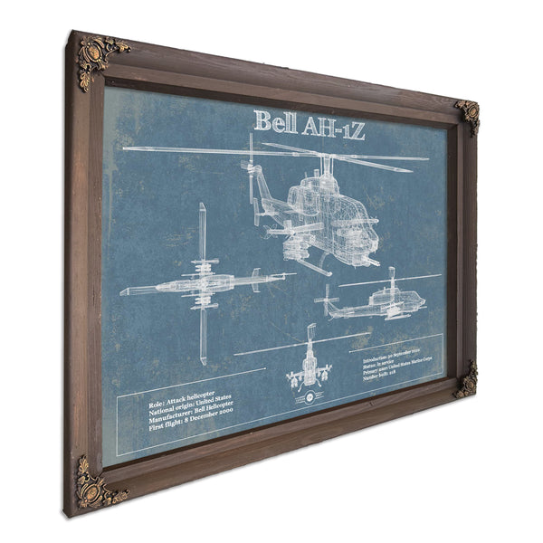 Bell AH-1 SeaCobra/Super Cobra Vintage Original Blueprint Military Print