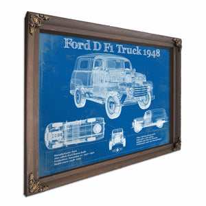 Ford D F1 1948 Truck Vintage Blueprint Auto Print