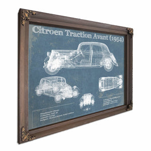 Citroen Traction Avant (1954) Vintage Blueprint Auto Print