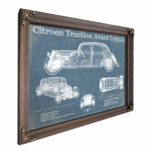 Citroen Traction Avant (1954) Vintage Blueprint Auto Print