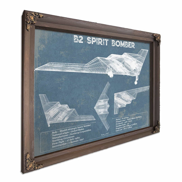 B2 Bomber Patent Blueprint Original Design Wall Art
