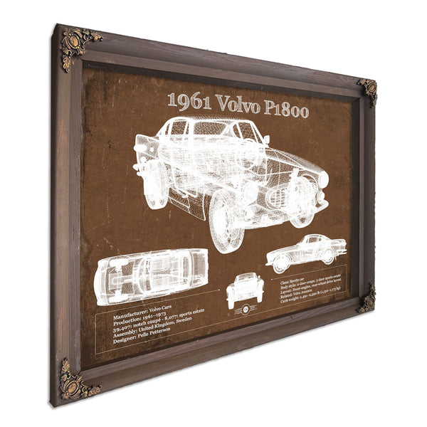 1961 Volvo P1800 Vintage Blueprint Auto Print